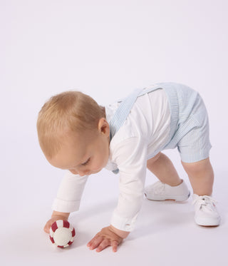 Babies' Short-Legged Stripy Cotton Dungarees