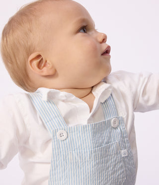 Babies' Short-Legged Stripy Cotton Dungarees