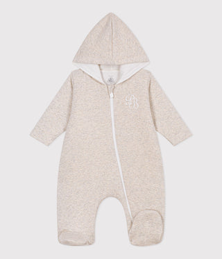Babies' Plain Padded Jumpsuit with a Hood and Feet
