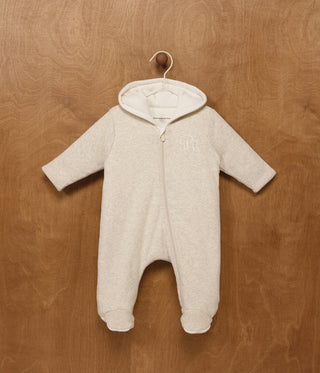 Babies' Plain Padded Jumpsuit with a Hood and Feet