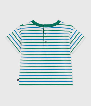Babies' Short-Sleeved Stripy Cotton T-Shirt