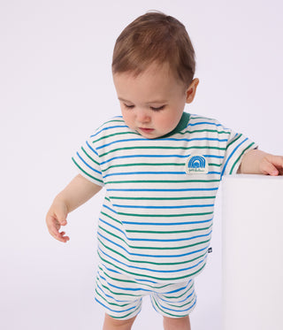 Babies' Short-Sleeved Stripy Cotton T-Shirt