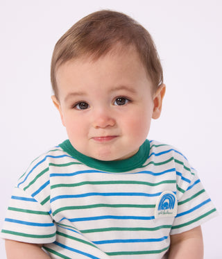 Babies' Short-Sleeved Stripy Cotton T-Shirt