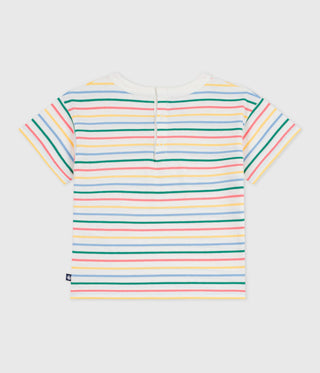 Babies' Short-Sleeved Stripy Cotton T-Shirt