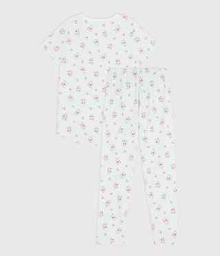 Children's Short-Sleeved Long-Leg Flower-Patterned Cotton Pyjamas