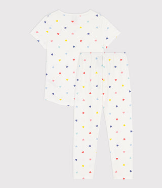 Children's Short-Sleeved Long-Leg Heart Patterned Cotton Pyjamas