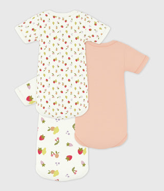 Babies' Short Sleeved Fruit Print Bodysuits - 3-Pack