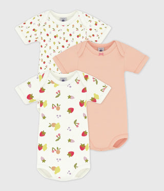 Babies' Short Sleeved Fruit Print Bodysuits - 3-Pack