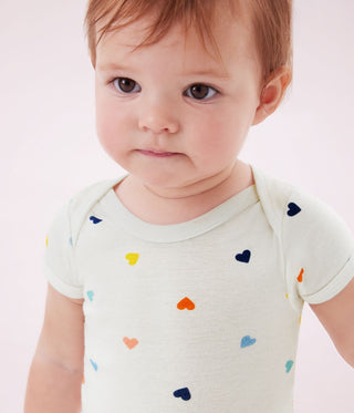 Babies' Short-Sleeved Heart Print Cotton Bodysuit - 3-Pack