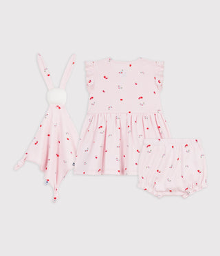 Babies' Dress and Comforter Gift Set in Flower-Printed Cotton
