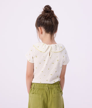 Children's Short-Sleeved Floral Print Cotton T-Shirt