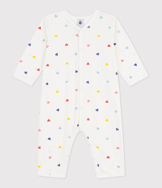 Babies' Heart Print Footless Cotton Pyjama Suit