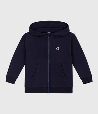 Children's Plain Zip-Up Cotton Hoodie