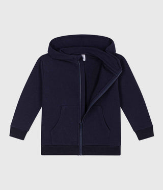 Children's Plain Zip-Up Cotton Hoodie