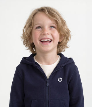 Children's Plain Zip-Up Cotton Hoodie