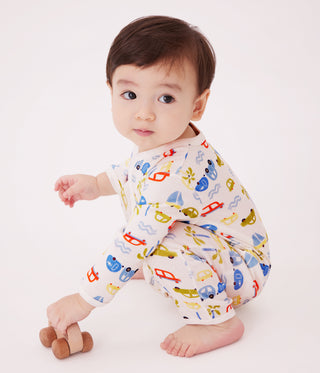 Babies' Footless Cotton Pyjama Suit with A Motor Car Print