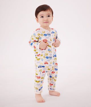 Babies' Footless Cotton Pyjama Suit with A Motor Car Print