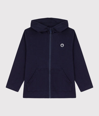Children's Plain Zip-Up Cotton Hoodie