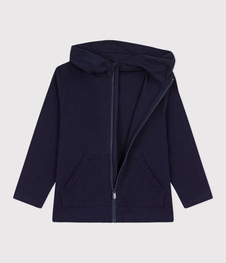 Children's Plain Zip-Up Cotton Hoodie