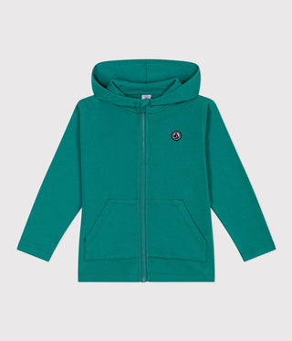 Children's Plain Zip-Up Cotton Hoodie