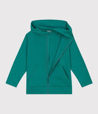 Children's Plain Zip-Up Cotton Hoodie