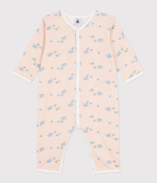 Babies' Footless Cotton Pyjama Suit Printed with Elephants