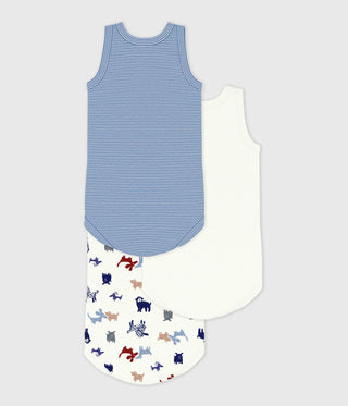 Babies' Sleeveless Dog Print Cotton Bodies - 3-Pack