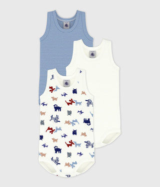 Babies' Sleeveless Dog Print Cotton Bodies - 3-Pack