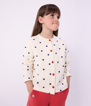 Girls' Spotted Print Cotton Cardigan