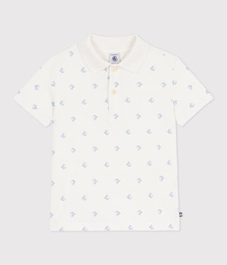 Children's Short-Sleeved Anchor Print Cotton Polo Shirt