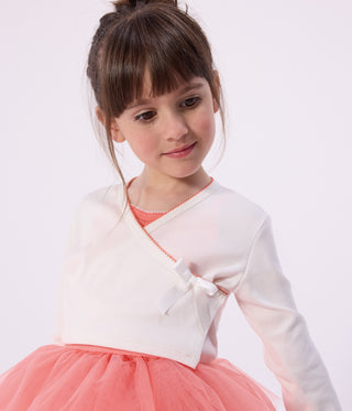 Girls' Opera Themed Plain Cotton Wrapover Cardigan