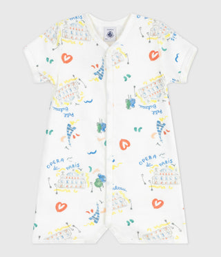 Babies' Short-Sleeved Opera Themed Cotton Jumpsuit