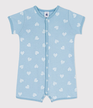 Babies' Short Heart Print Cotton Jumpsuit