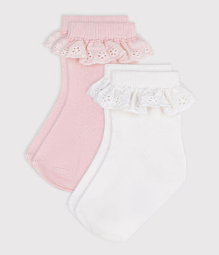 Babies' Heart-Pattern Openwork Cotton Socks - 3-Pack