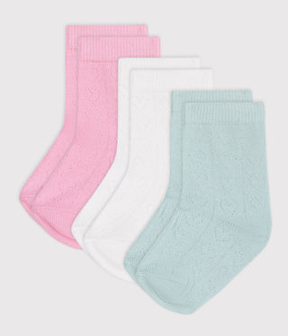 Babies' Heart-Pattern Openwork Cotton Socks - 3-Pack