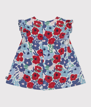 Babies' Sleeveless Cotton Blouse with A Floral Print