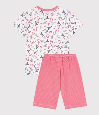 Children's Long-Length Paris Print Cotton Short Pyjamas