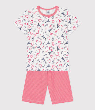 Children's Long-Length Paris Print Cotton Short Pyjamas