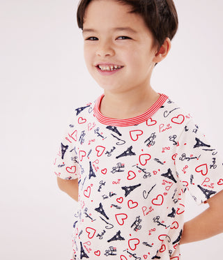 Children's Long-Length Paris Print Cotton Short Pyjamas