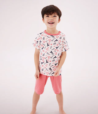 Children's Long-Length Paris Print Cotton Short Pyjamas