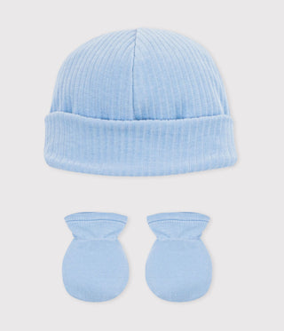 Babies' Cotton Beanie and Mittens Set