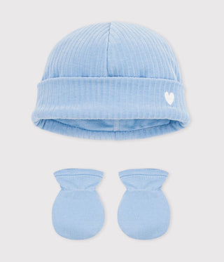 Babies' Cotton Beanie and Mittens Set