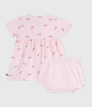 Babies' Flower-Printed Cotton Dress with Matching Bloomers