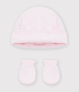Babies' Plain Beanie and Mittens Set