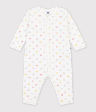 Babies' Footless Heart-Print Velour Pyjama Suit