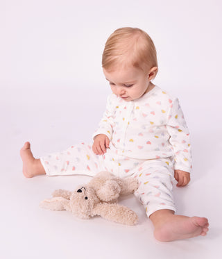 Babies' Footless Heart-Print Velour Pyjama Suit