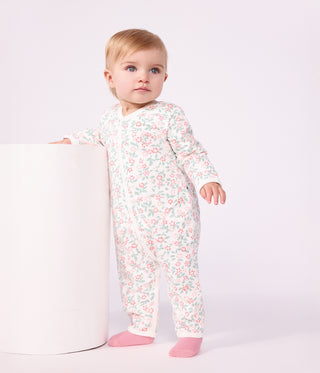 Babies' Footless Fleece Pyjama Suit with a Floral Print