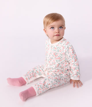 Babies' Footless Fleece Pyjama Suit with a Floral Print