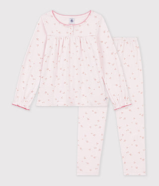 Girls' Cotton Pyjamas with Floral Ruffles