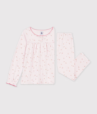 Girls' Cotton Pyjamas with Floral Ruffles